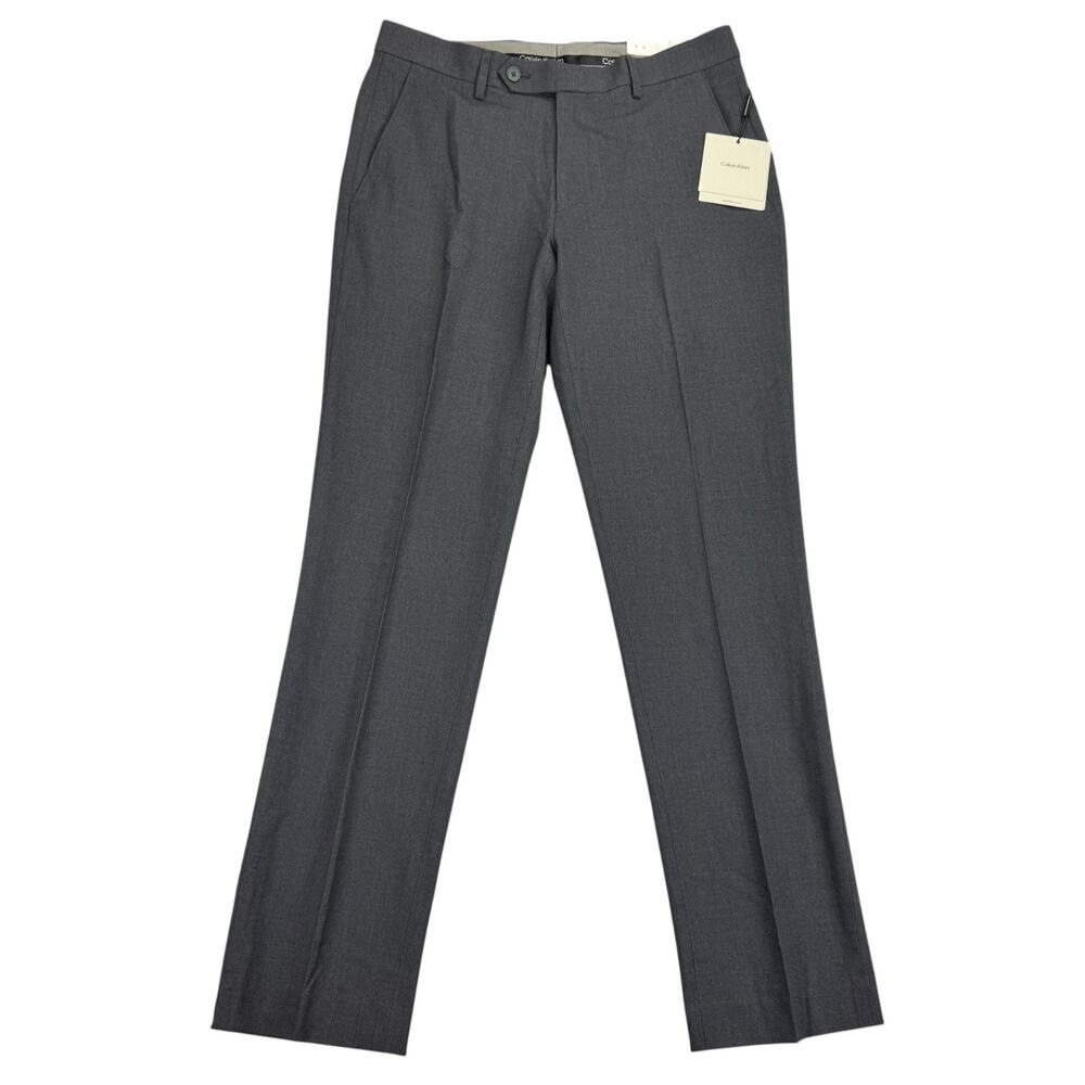 Calvin Klein Mens Infinite Stretch Skinny Fit Solid Dress Pants Charcoal 31x30